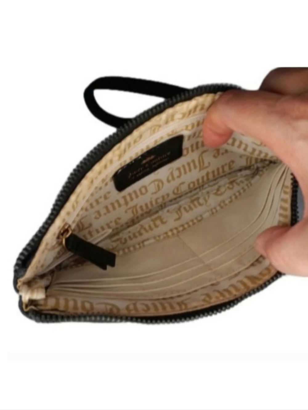 Juicy Couture Black Wristlet | EUC | Goldtone Charm
